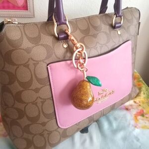 Bag Charm Key Chain GOLD PEAR NWT